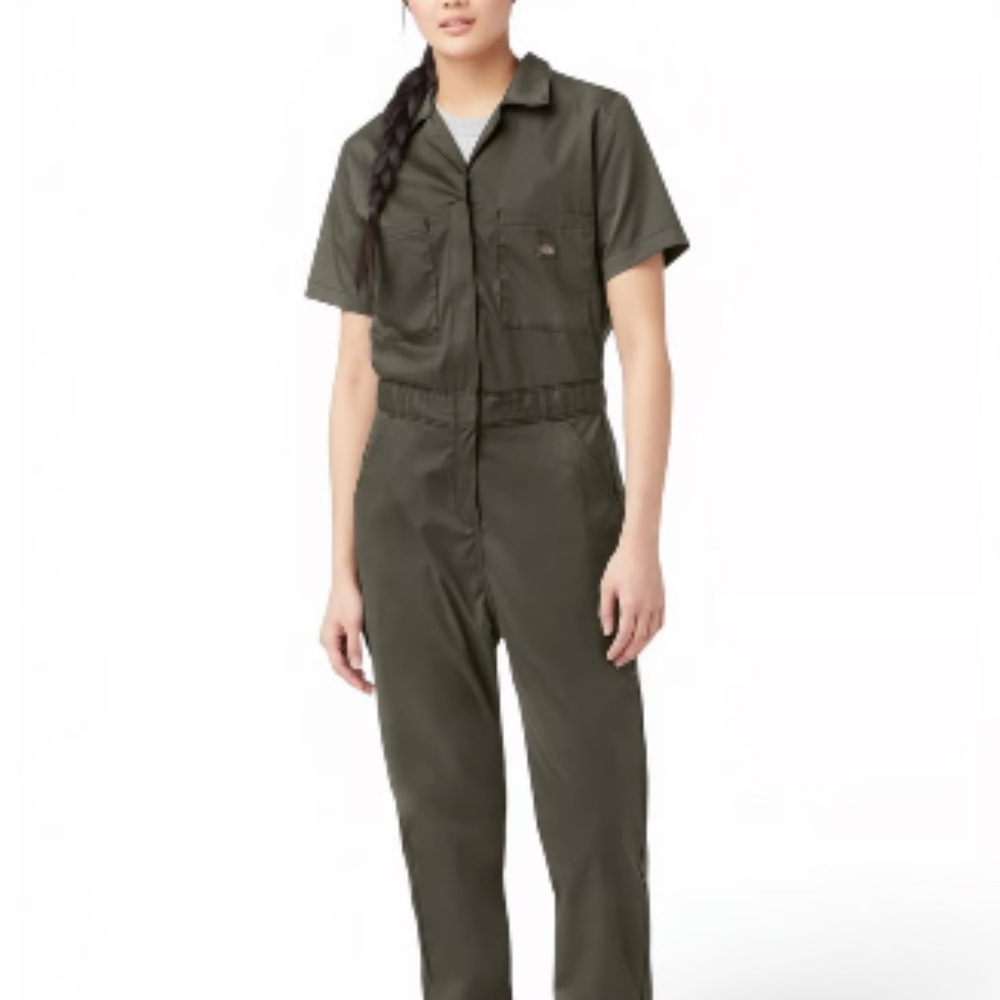 Dickies Olive Short-Sleeve Utility Jumpsuit